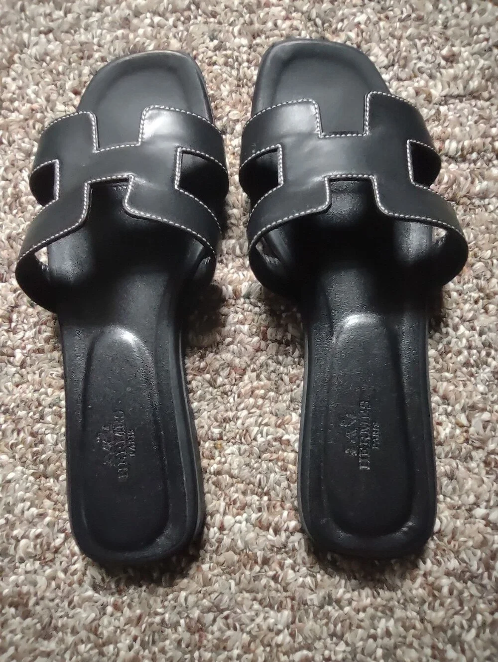 HERMES Black Oran Sandals